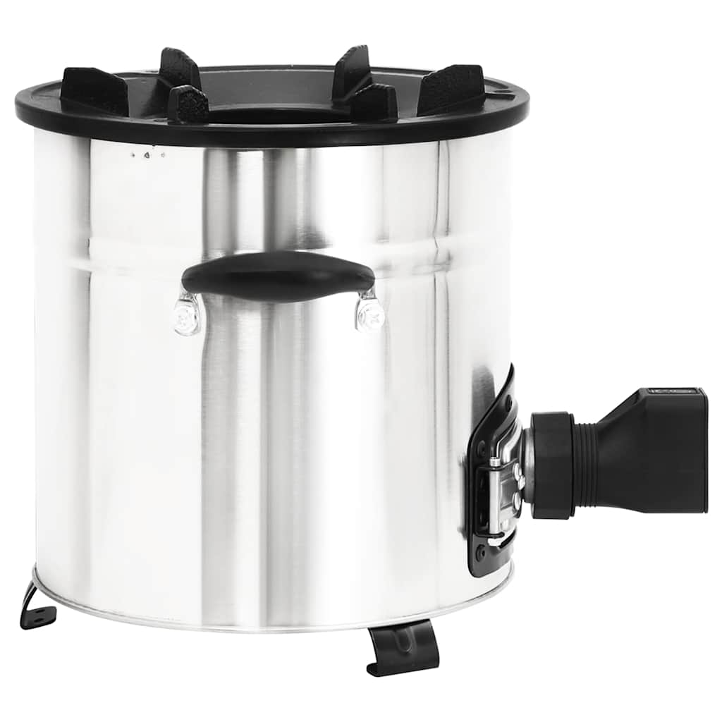 Wood stove with USB fan silver 35.5x26x28 cm stainless steel