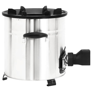 Wood stove with USB fan silver 35.5x26x28 cm stainless steel