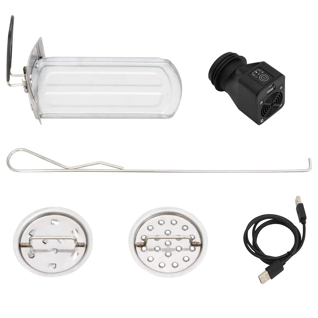 Wood stove with USB fan silver 35.5x26x28 cm stainless steel