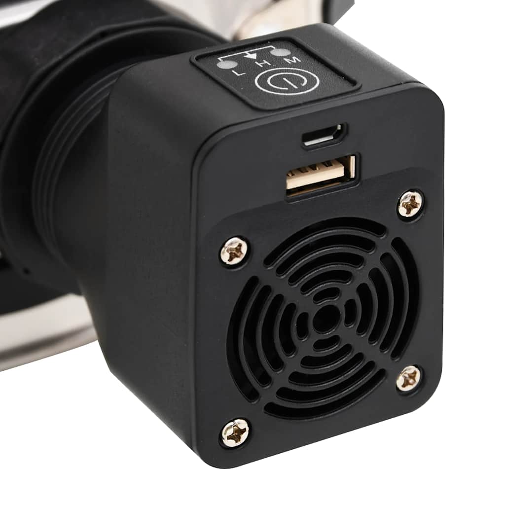 Wood stove with USB fan silver 35.5x26x28 cm stainless steel