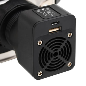 Wood stove with USB fan silver 35.5x26x28 cm stainless steel