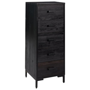 Chest of drawers black 42x35x110 cm solid pine wood