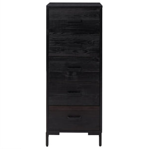 Chest of drawers black 42x35x110 cm solid pine wood