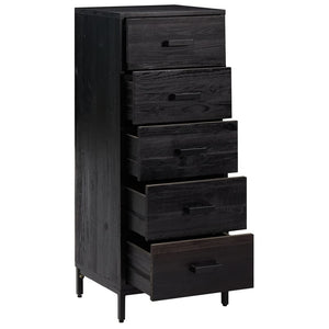 Chest of drawers black 42x35x110 cm solid pine wood