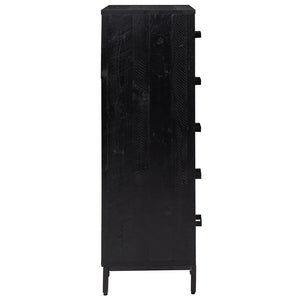 Chest of drawers black 42x35x110 cm solid pine wood