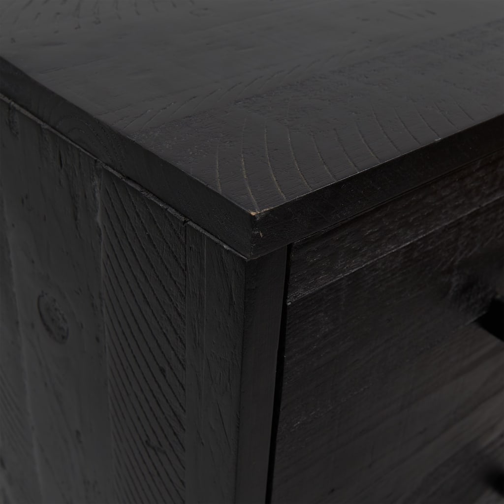 Chest of drawers black 42x35x110 cm solid pine wood