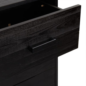 Chest of drawers black 42x35x110 cm solid pine wood
