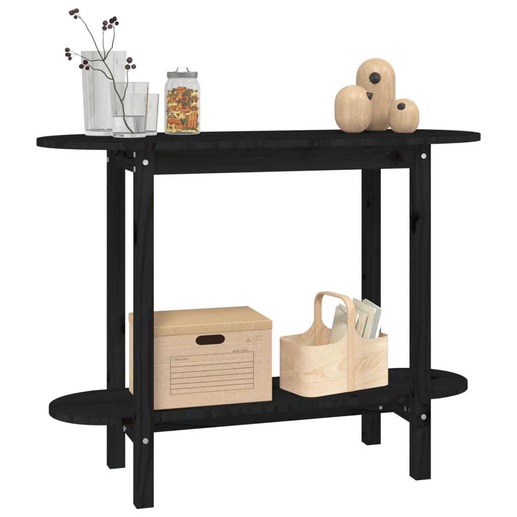 Console table black 110x40x80 cm solid pine wood