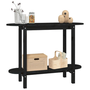 Console table black 110x40x80 cm solid pine wood
