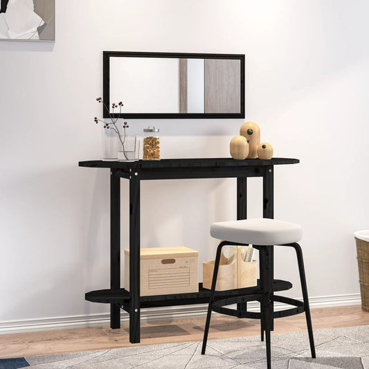 Console table black 110x40x80 cm solid pine wood