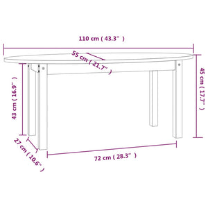 Coffee table 110x55x45 cm solid pine wood