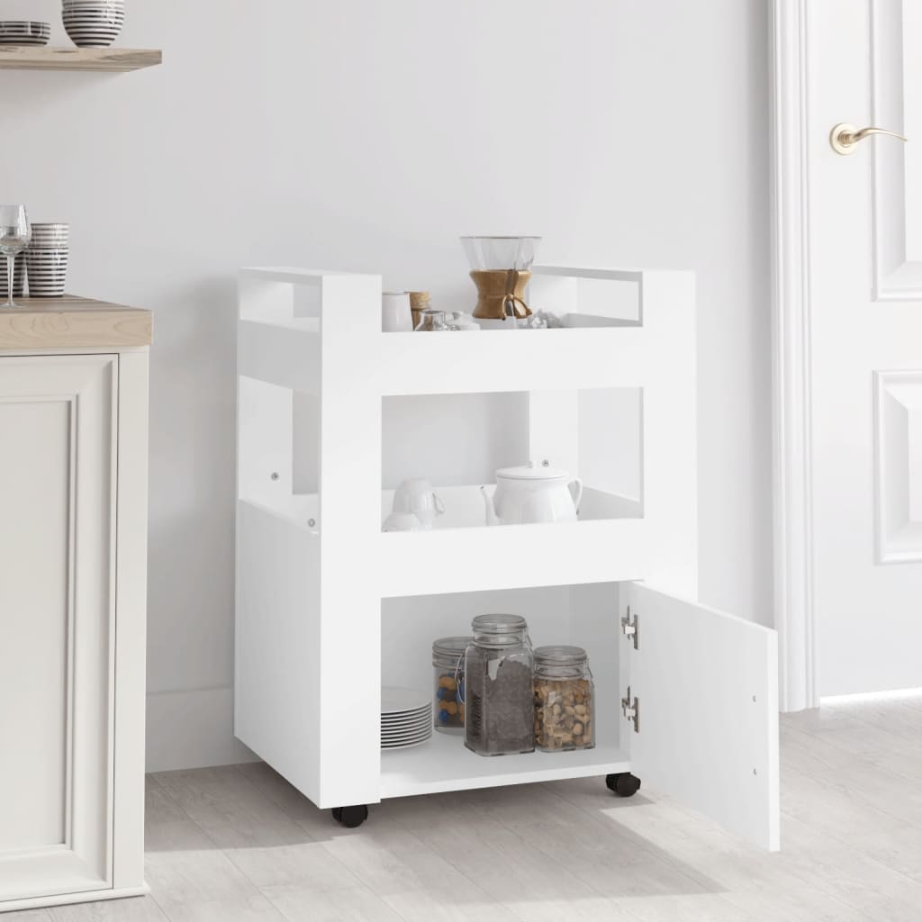 Kitchen trolley white 60x45x80 cm engineered wood