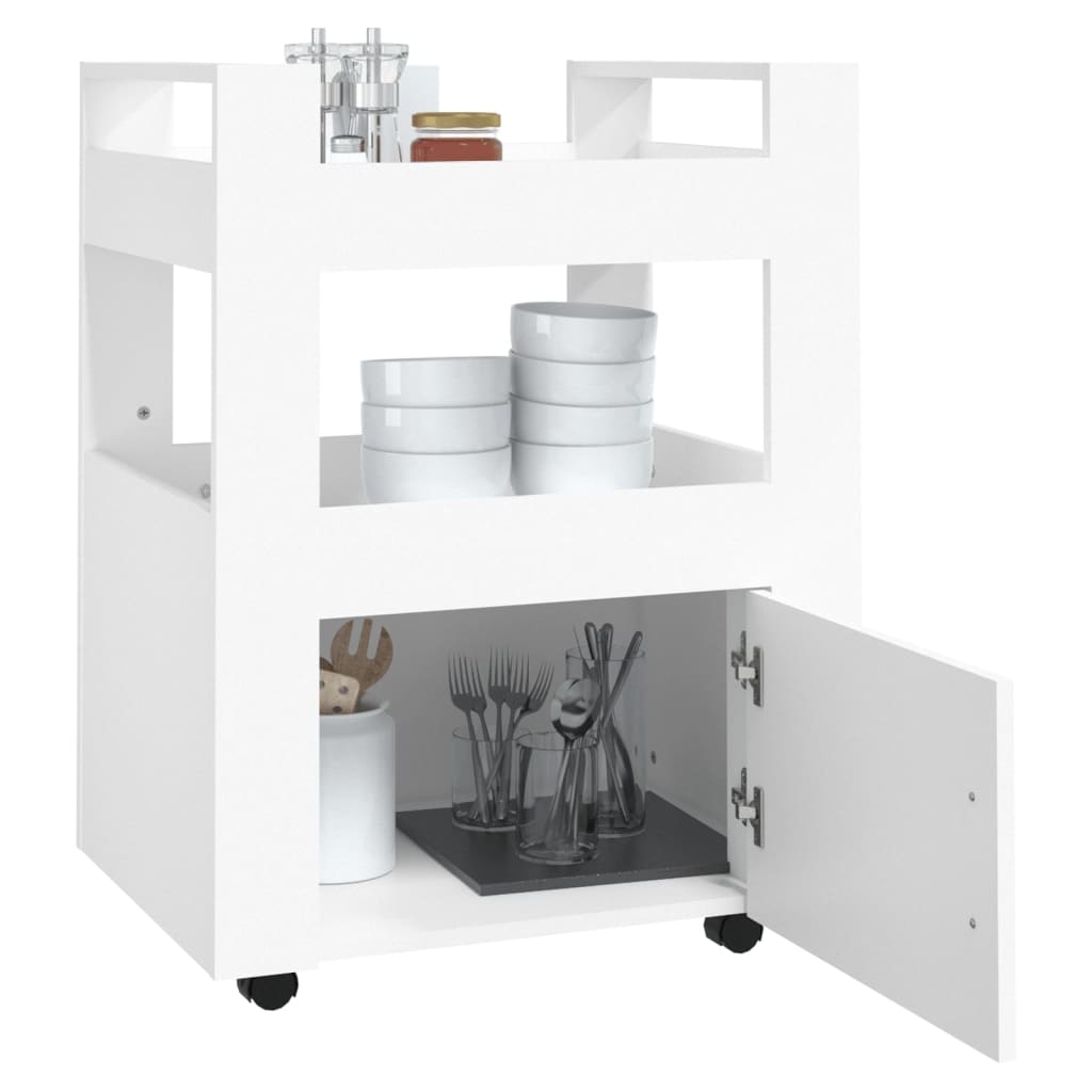 Kitchen trolley white 60x45x80 cm engineered wood