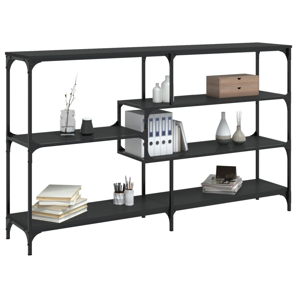 Console table black 160x32x95 cm engineered wood