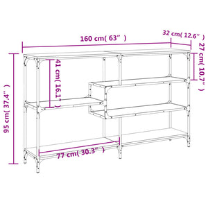 Console table black 160x32x95 cm engineered wood