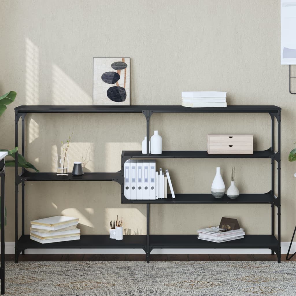 Console table black 160x32x95 cm engineered wood