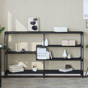 Console table black 160x32x95 cm engineered wood