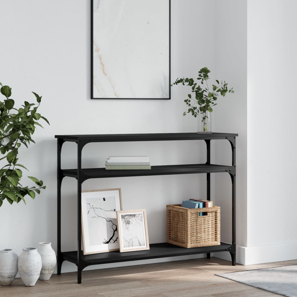 Console table black 100x29x75 cm engineered wood