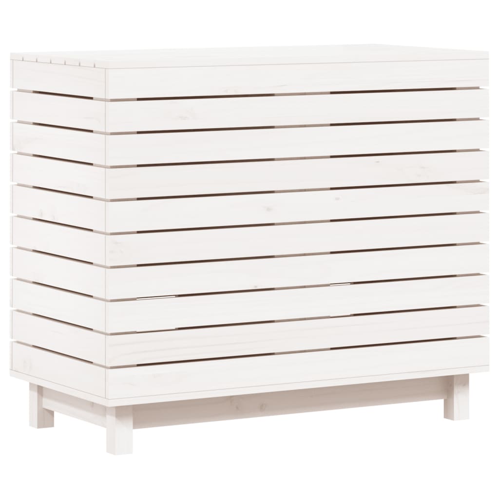 Laundry basket white 88.5x44x76 cm solid pine wood