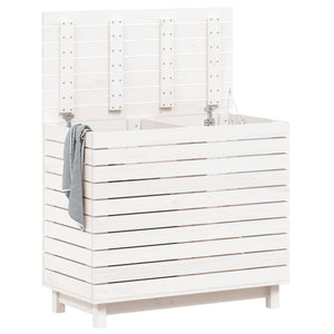 Laundry basket white 88.5x44x76 cm solid pine wood