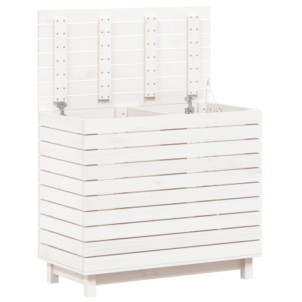 Laundry basket white 88.5x44x76 cm solid pine wood