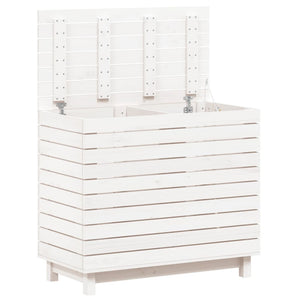 Laundry basket white 88.5x44x76 cm solid pine wood