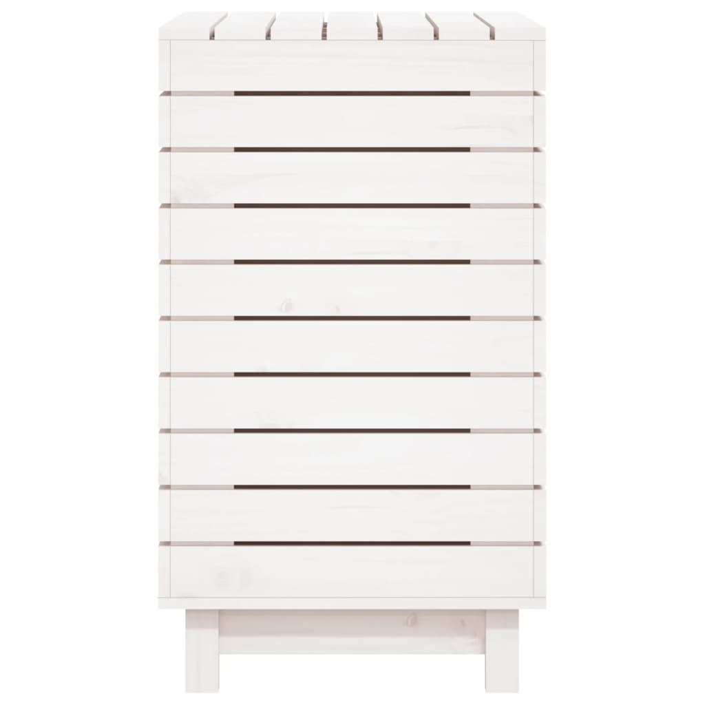 Laundry basket white 88.5x44x76 cm solid pine wood