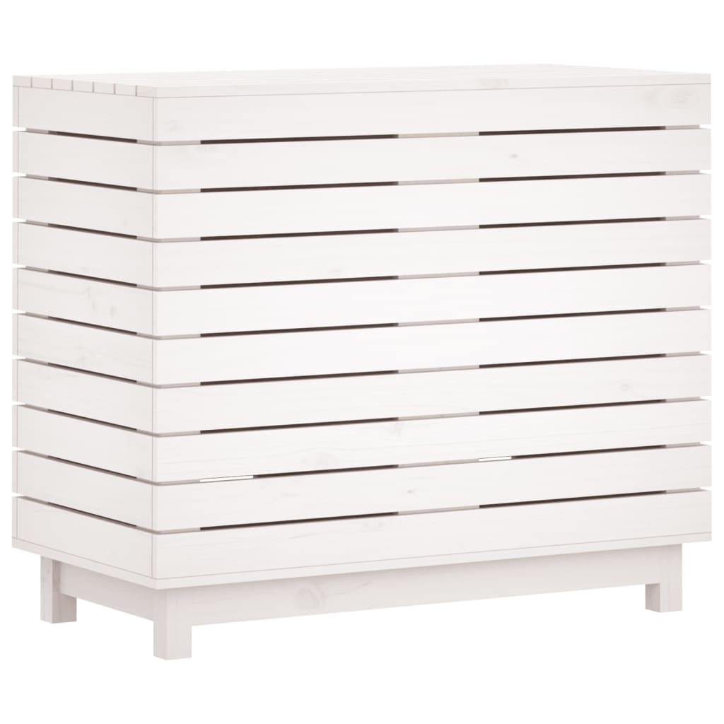 Laundry basket white 88.5x44x76 cm solid pine wood