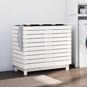 Laundry basket white 88.5x44x76 cm solid pine wood