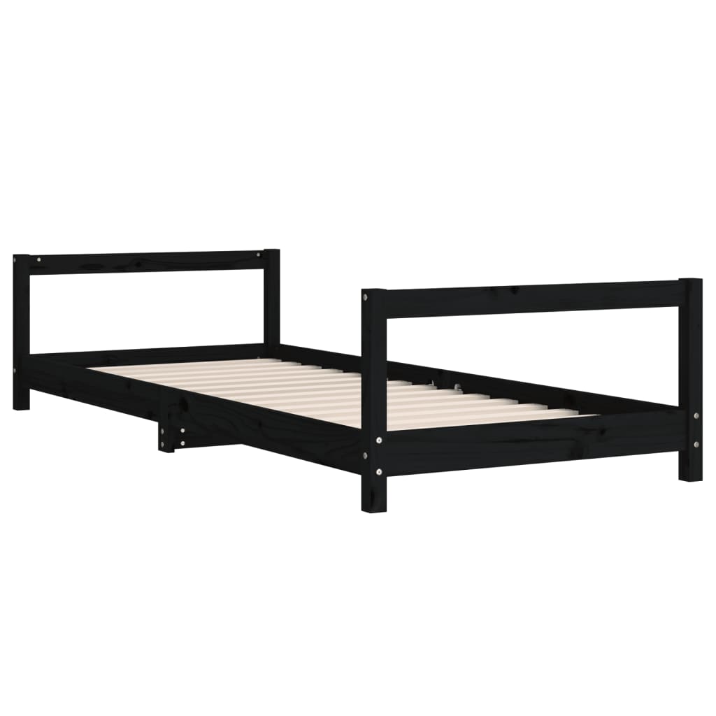 Children's bed frame black 90x190 cm solid pine wood