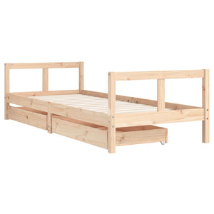 Children's bed frame with drawers 80x200 cm solid pine wood
