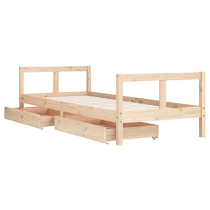 Children's bed frame with drawers 80x200 cm solid pine wood