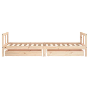 Children's bed frame with drawers 80x200 cm solid pine wood