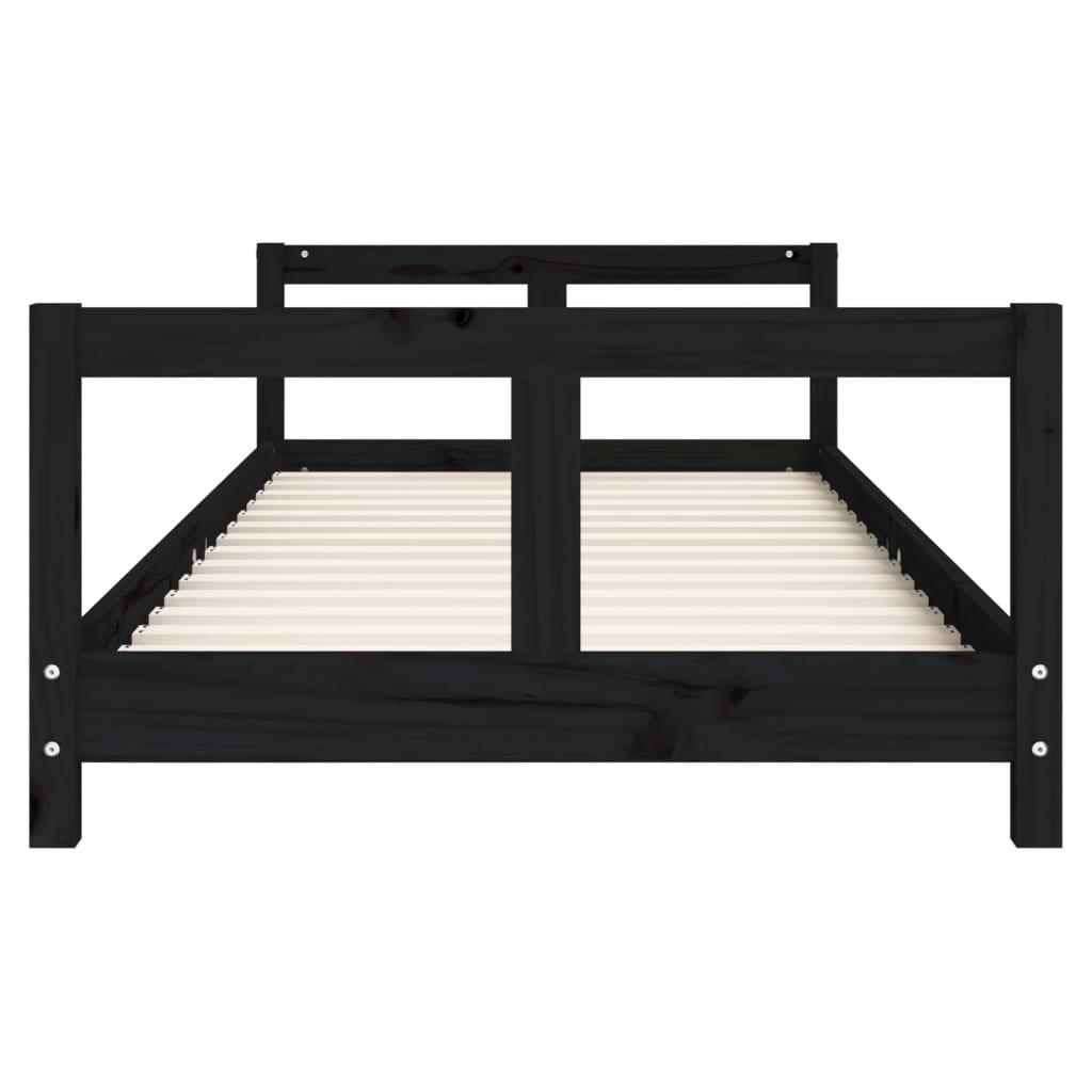 Children's bed frame black 80x200 cm solid pine wood