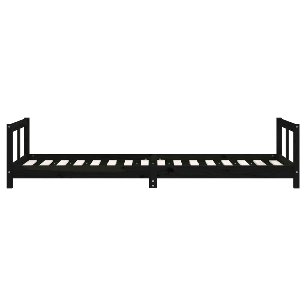 Children's bed frame black 80x200 cm solid pine wood