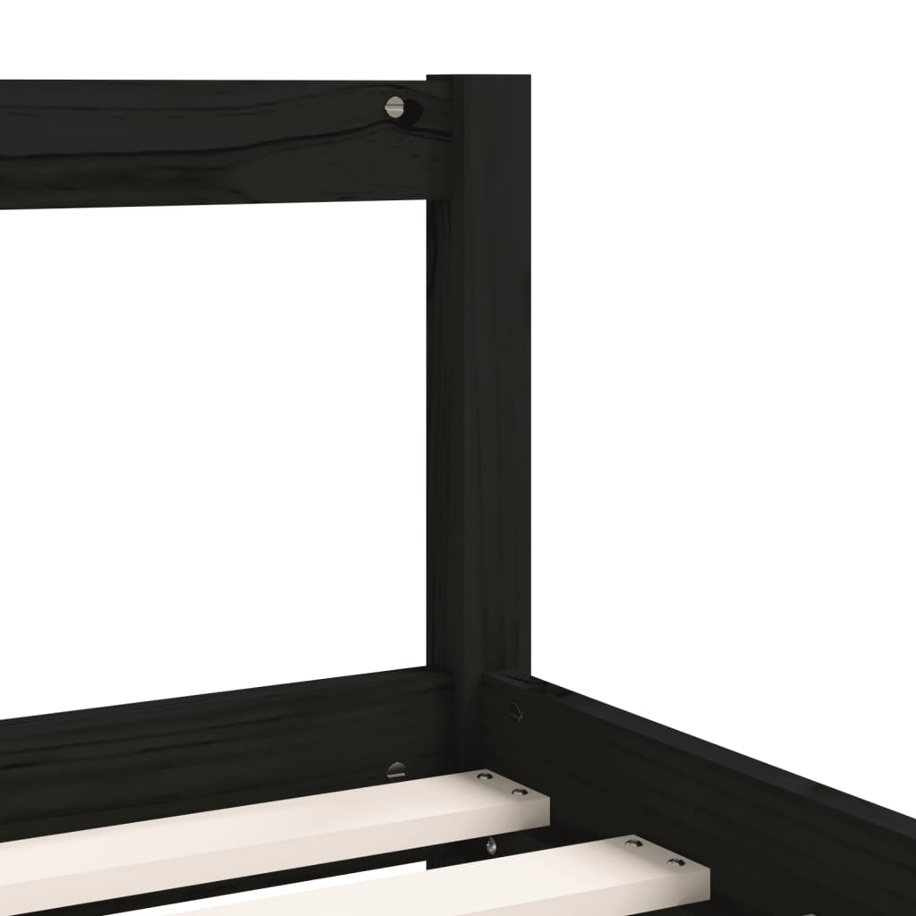 Children's bed frame black 80x200 cm solid pine wood