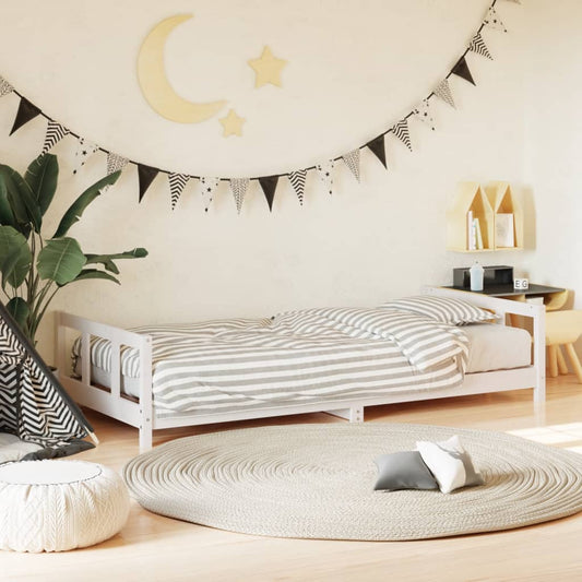 Children's bed frame white 90x200 cm solid pine wood