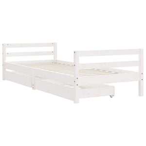 Children's bed frame with drawers white 90x200 cm solid pine wood