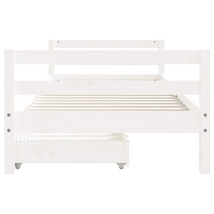 Children's bed frame with drawers white 90x200 cm solid pine wood