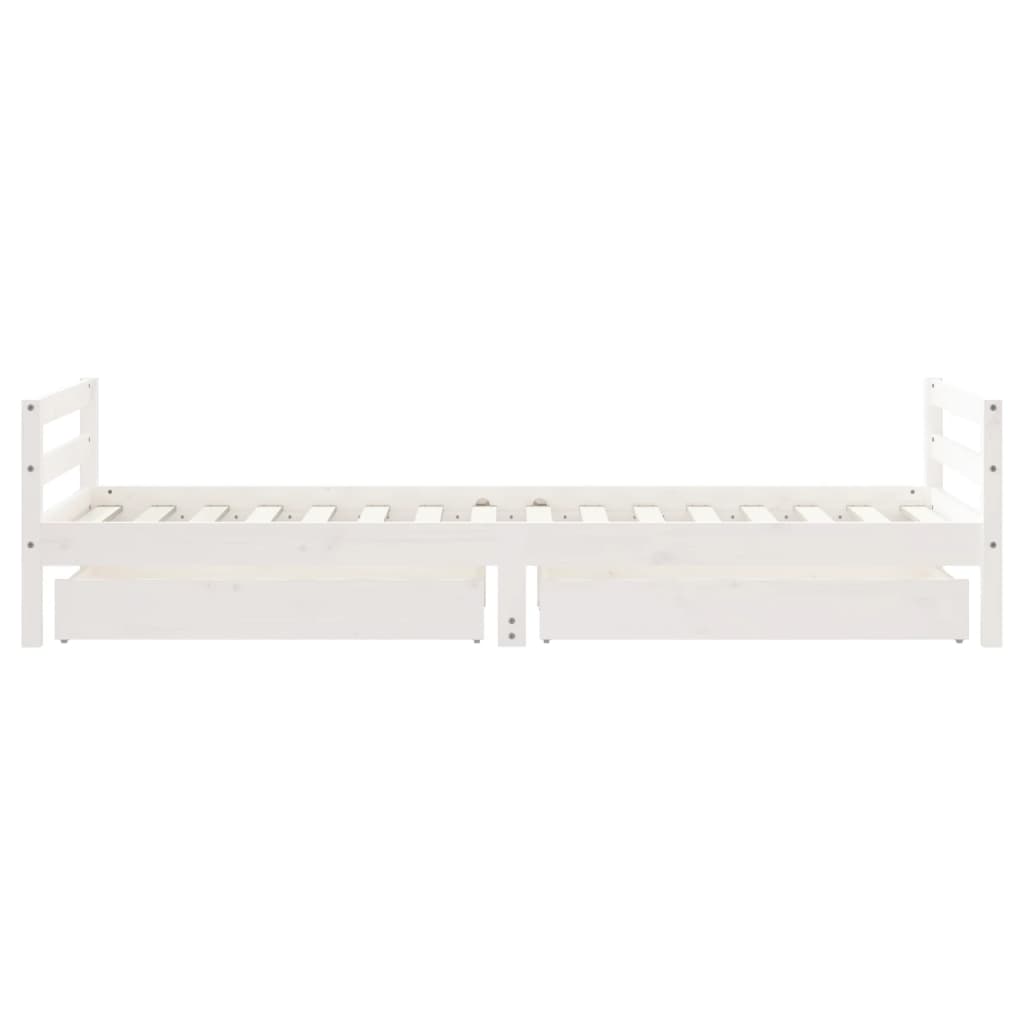 Children's bed frame with drawers white 90x200 cm solid pine wood