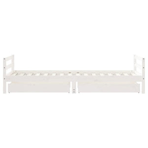 Children's bed frame with drawers white 90x200 cm solid pine wood