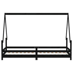 Children's bed frame black 80x200 cm solid pine wood