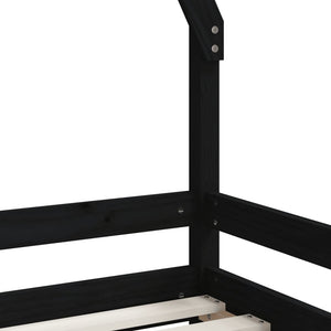 Children's bed frame black 80x200 cm solid pine wood