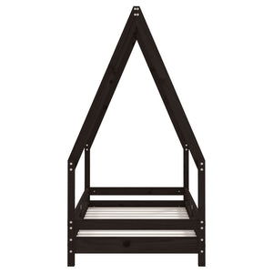 Children's bed frame black 70x140 cm solid pine wood