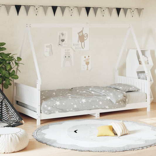 Children's bed frame white 90x200 cm solid pine wood