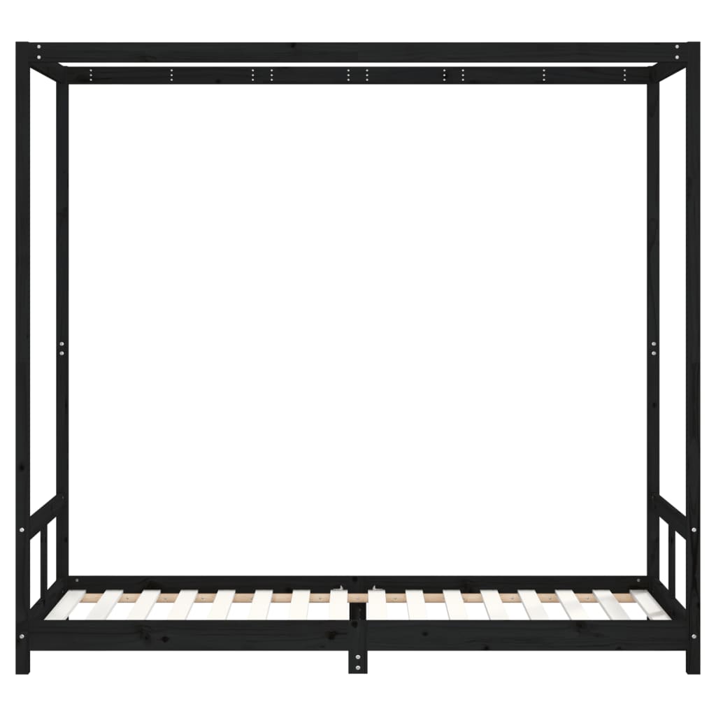 Children's bed frame black 80x200 cm solid pine wood