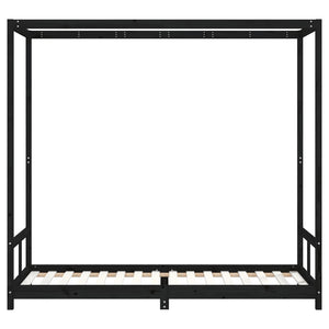 Children's bed frame black 80x200 cm solid pine wood