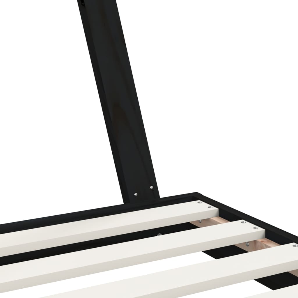 Children's bed frame black 70x140 cm solid pine wood