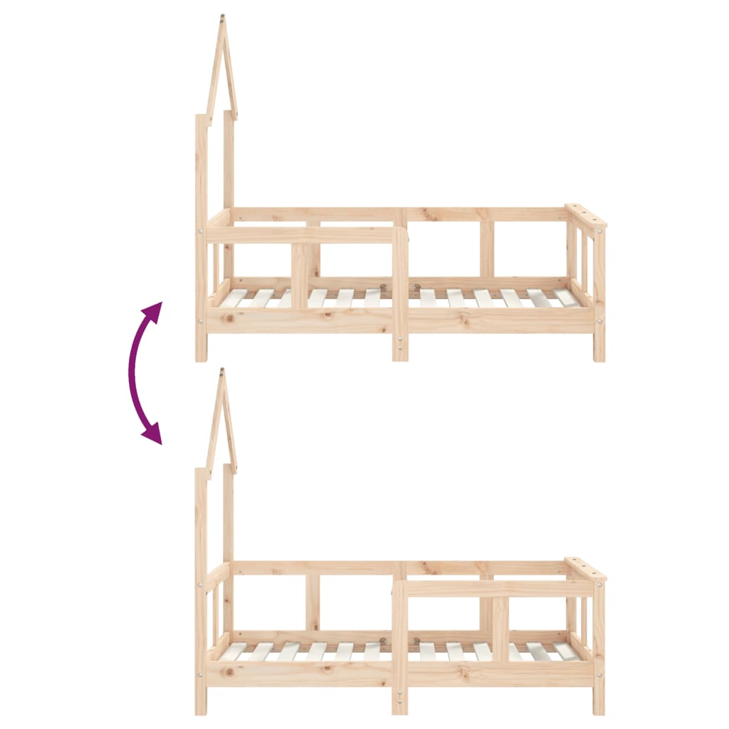 Children's bed frame 70x140 cm solid pine wood