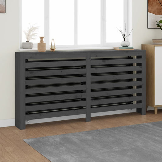 Radiator cover grey 169x19x84 cm solid pine wood